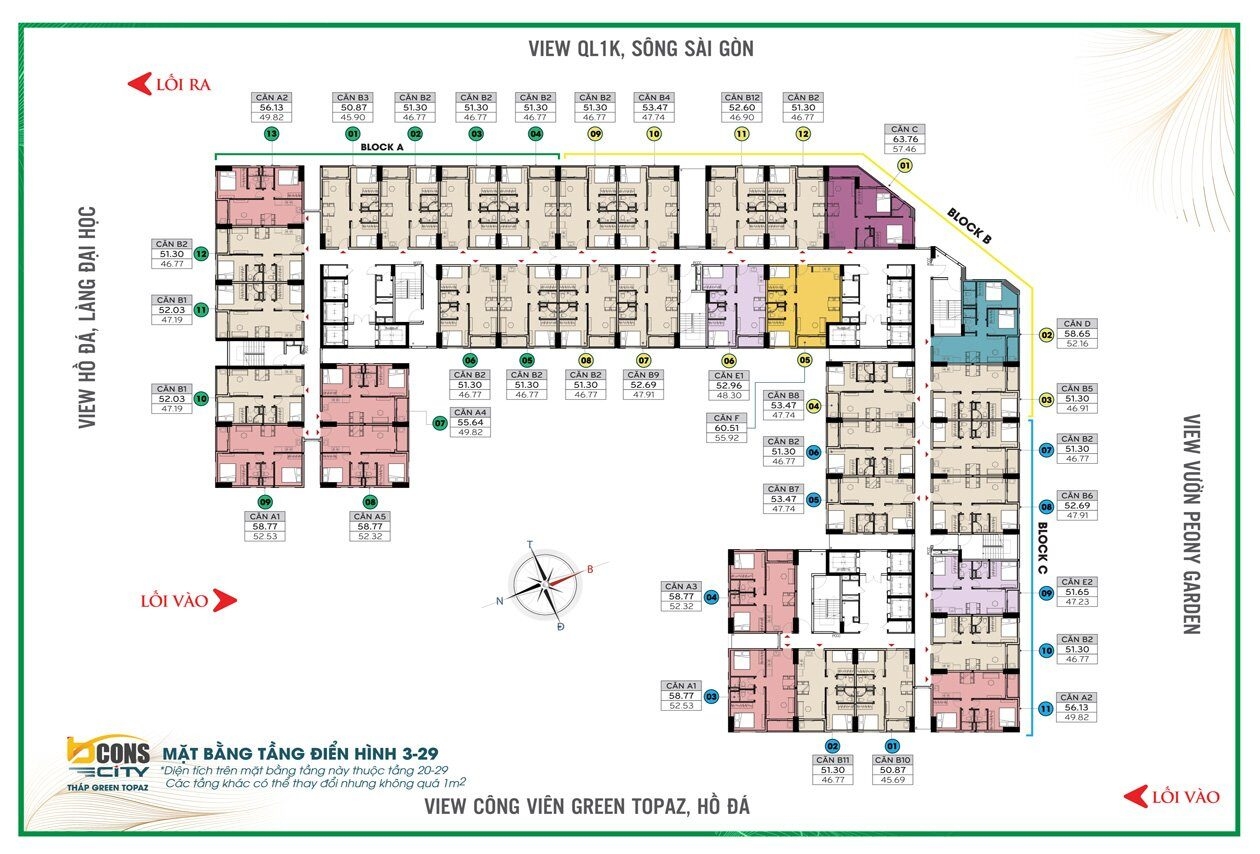Mặt bằng tầng điển hình T3 – 29 Green Topaz
