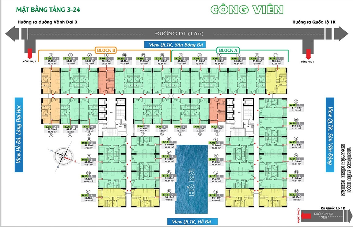Mặt bằng tầng điển hình Bcons Green View