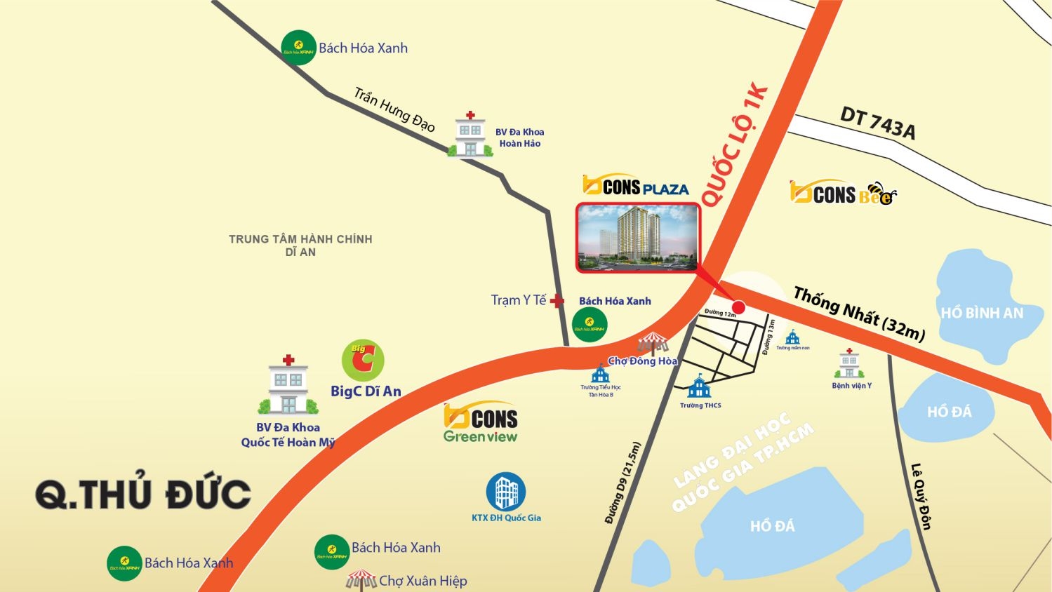 Vị trí của dự án căn hộ Bcons Plaza