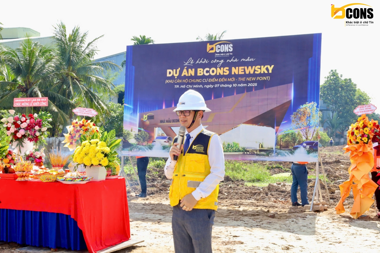 Chủ tịch Lê Như Thạch phát biểu tại lễ khởi công nhà mẫu Bcons New Sky