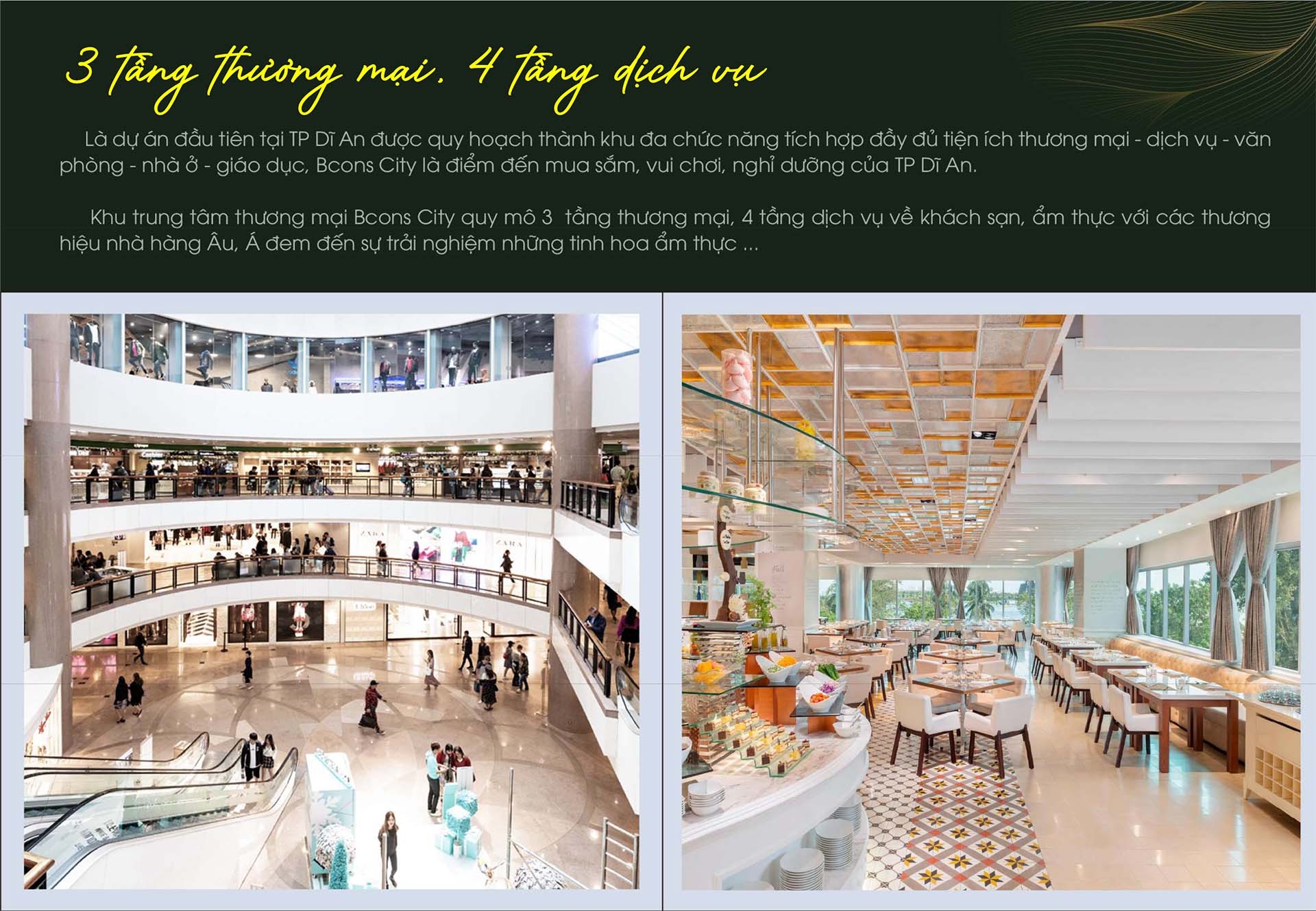 Tiện ích trung tâm thương mại tại Bcons City