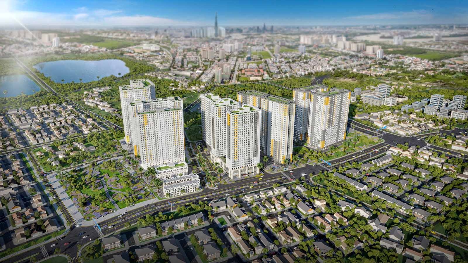 Phối cảnh thiết kế hiện đại của tòa tháp Bcons City