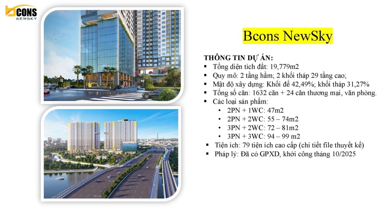 Ngân Hàng Cho Vay Bcons NewSky & Chính Sách Bán Hàng Phối cảnh tổng thể dự án Bcons NewSky