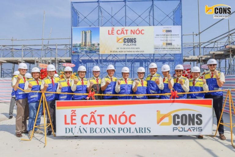 Hình ảnh thực tế lễ cất nóc dự án Bcons Polaris