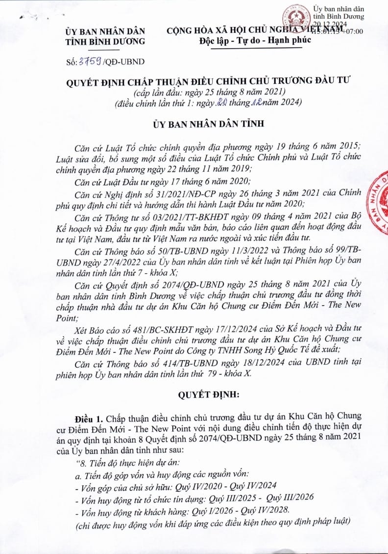 Quyết định chấp thuận chủ trương đầu tư dự án