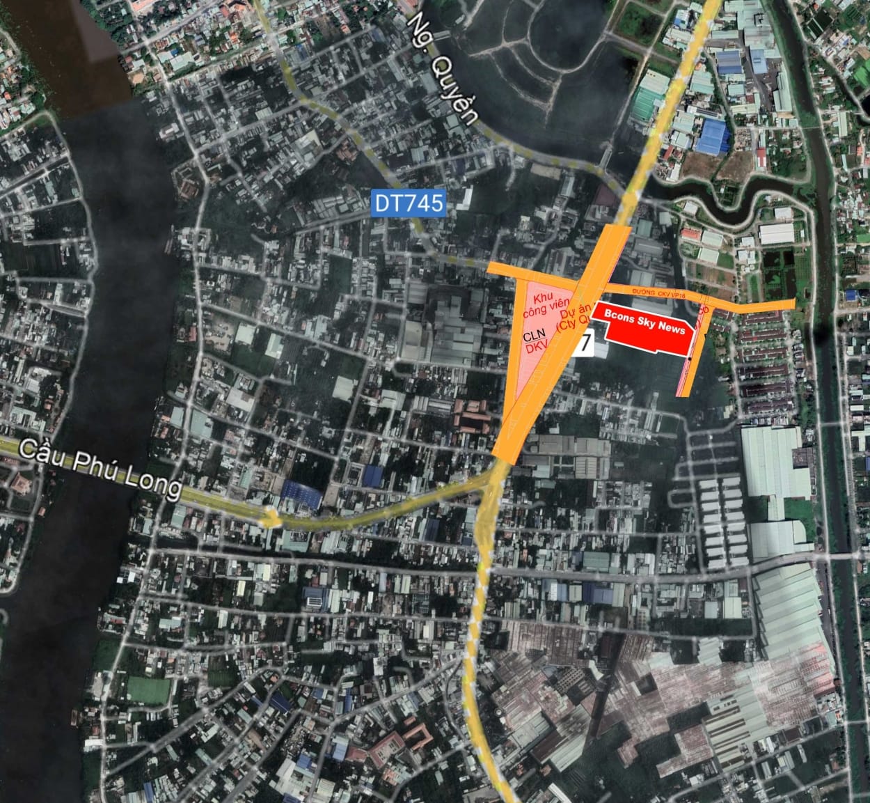 Bản đồ liên kết vùng từ vị trí dự án Bcons Newsky