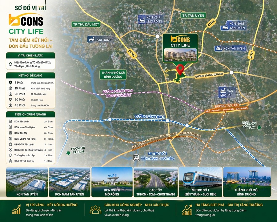 Bcons City Ở Đâu bản đồ vị trí kết nối