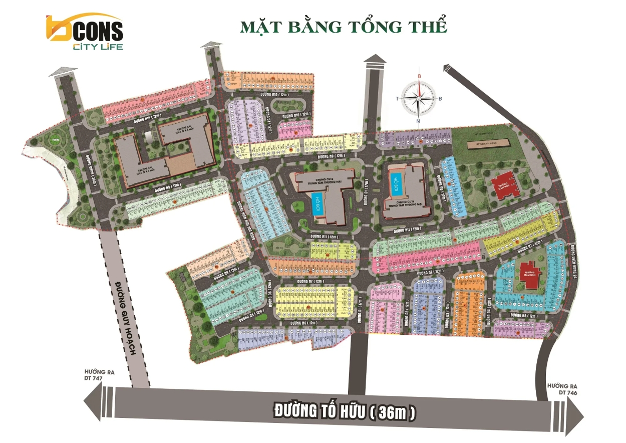 Mặt bằng tổng thể dự án Bcons City Life
