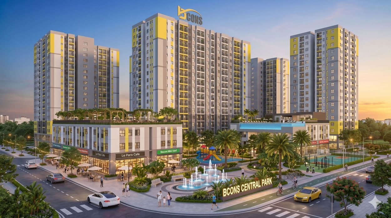 Thiết kế kiến trúc hiện đại của chung cư Bcons Biên Hòa