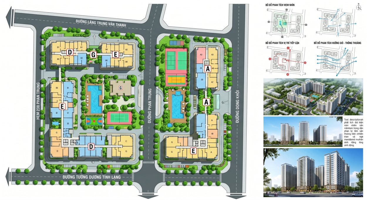 Quy hoạch các khối tháp tại Bcons Central Park Quy hoạch các khối tháp tại Bcons Central Park